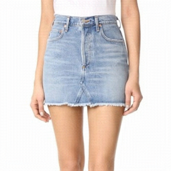 Agolde Quinn High Rise Mini Skirt in Devotee - Picture 1 of 11